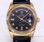 Premium Quality Rolex Day-Date 36mm Watch Yellow Gold Black Dial 2836-2
